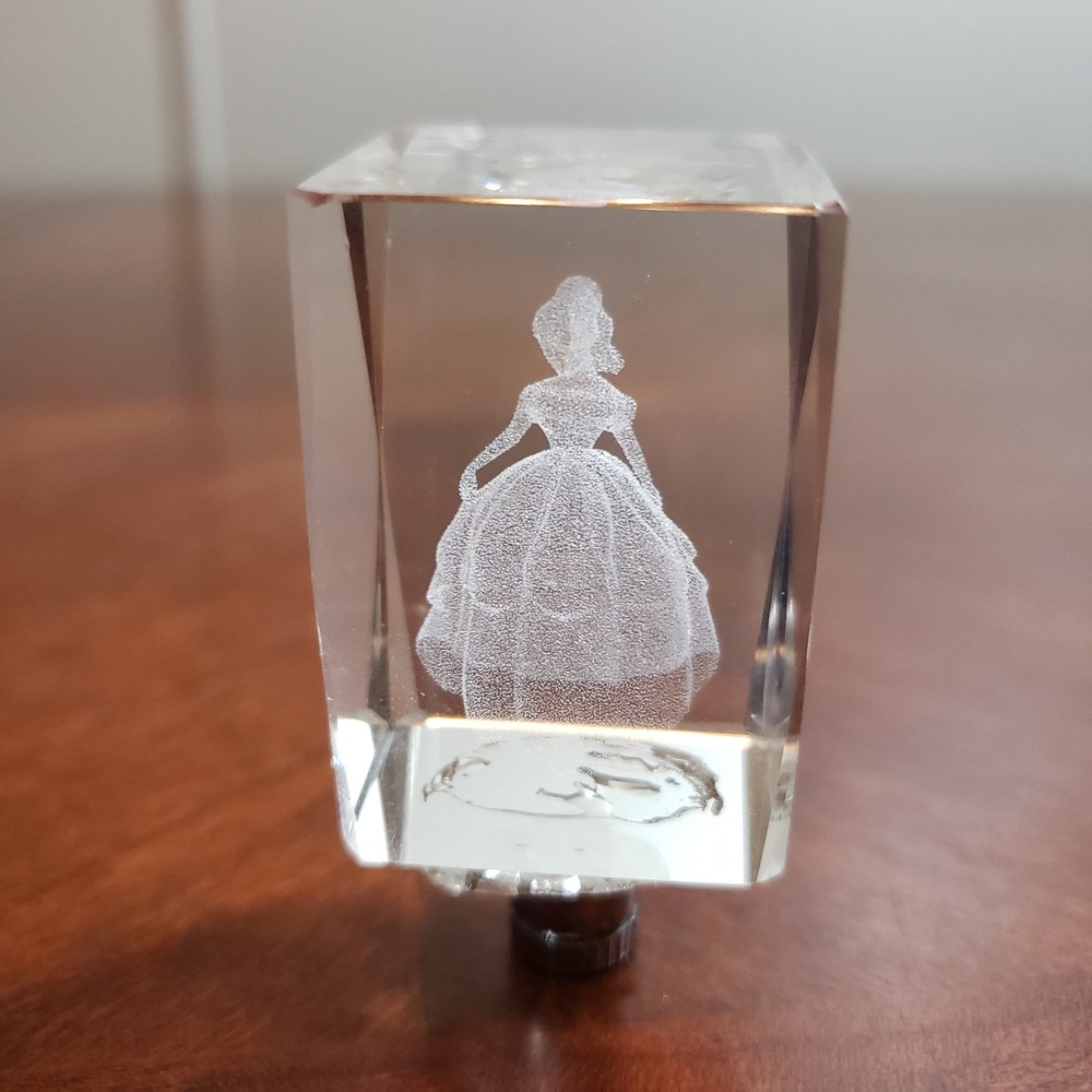 Crystal LED Night Light Princess Ball Gown 3D Laser Etched Glass Decor